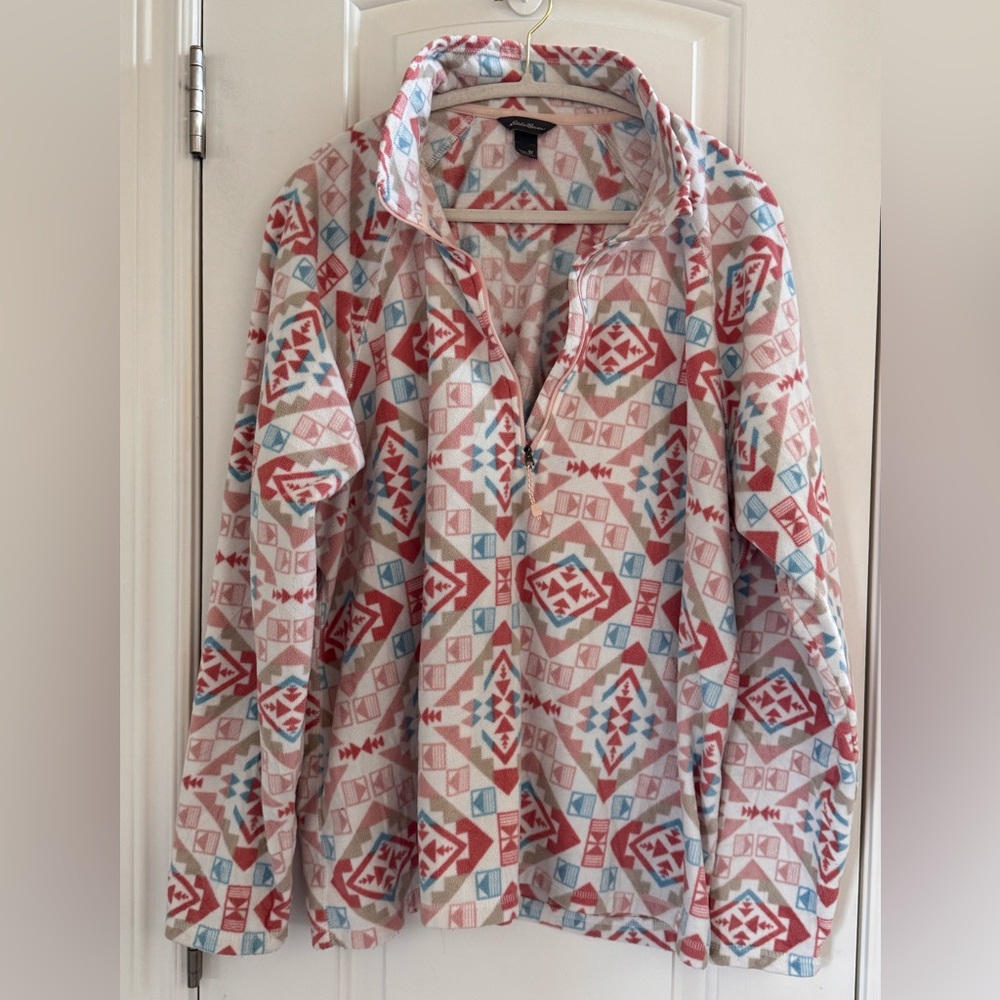 Eddie Bauer 1/4 Zip Pullover Fleece Jacket Women’s 3X Pastel Southwest Western - Picture 3 of 10
